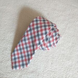 J Crew Necktie The Cotton Tie Blue Red White Plaid Skinny Preppy 2.5x58"